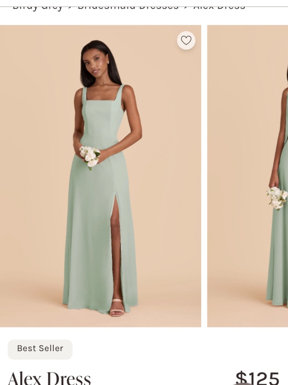 Birdy Grey Sage Green Square-Neck Bridesmaid Gown